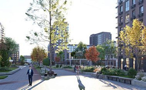 Зеленый бульвар для прогулок с велодорожками