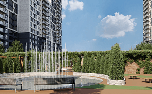 Фонтаны и собственная набережная на территории комплекса